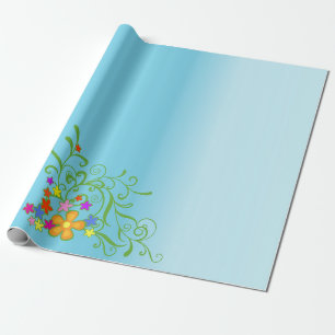 Papel De Presente Bouquet Azul