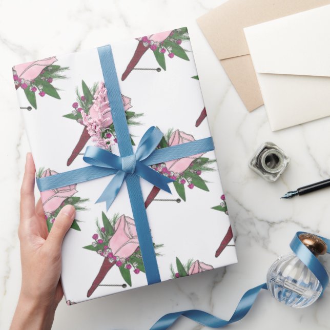 Papel De Presente Boutonniere Rosa Rosa Rosa Nascendo Floral (Presentear)