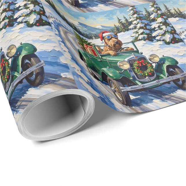 Papel De Presente Bouvier des Flandres Christmas Car Ride Holiday (Ponta do rolo)