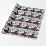 Papel De Presente Bouviers Des Flandres Dog em Sledge Christmas<br><div class="desc">Celebre a temporada de férias com este adorável presente de Natal "Deixe-a nevar" com um cão! Perfeito para amantes de cães,  este charmoso presente de inverno é uma maneira deliciosa de trazer o espírito de feriado para sua casa.</div>