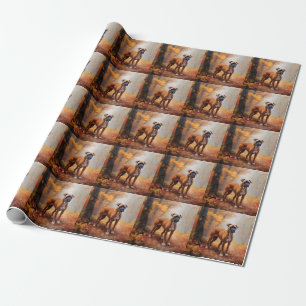 Papel De Presente Boxeador na Queda de Folhas de Outono Inspira