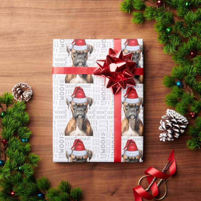 Papel De Presente Boxer de Natal para Feriado do Cão (Presente de Natal)