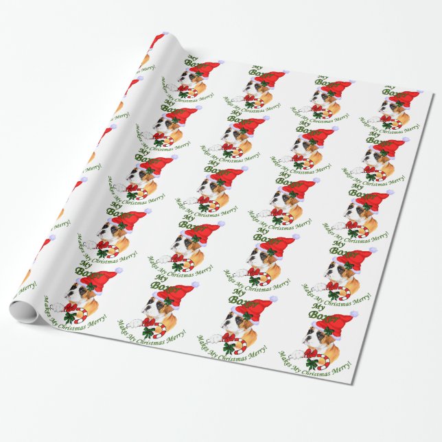 Papel De Presente Boxer Dog Christmas (Desenrolado)