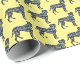 Papel De Presente Boxer Dog Silhouette Y&B Grid Yellow