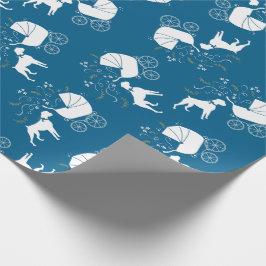 Papel De Presente Boxinho Chá de fraldas Cachorro Puppy Blue Boy