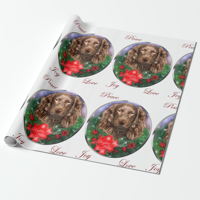 Papel De Presente Boykin Spaniel Felry Natal (Desenrolado)