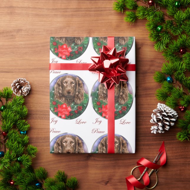 Papel De Presente Boykin Spaniel Felry Natal (Presente de Natal)