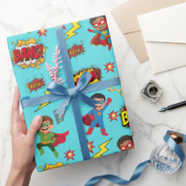 Papel De Presente Boys Superhero Birthday Party Gift Wrapping Paper