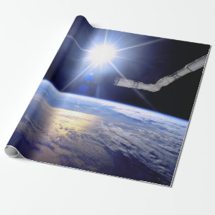 Papel De Presente Braço Robótico do Ônibus Espacial em Órbita da Ter