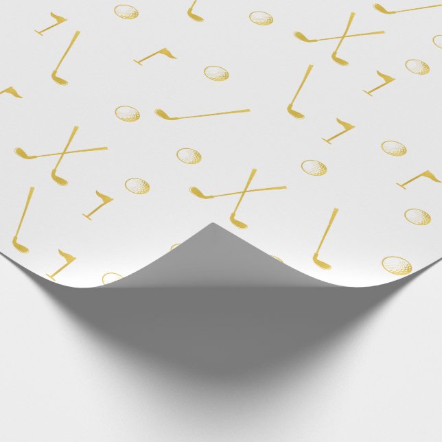 Papel De Presente Branca de Golfe Dourado e Elegante Moderno (Ponta)