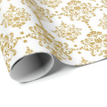 Papel De Presente Branca Dourada Damask Real Casamento Bridal<br><div class="desc">filme clássico florenceK</div>