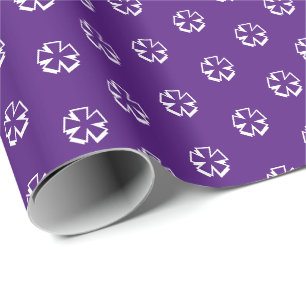 Papel De Presente Branca roxa moderna Estrelas Neves Flocos de Neve 