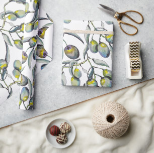 Papel De Presente Branch de Oliveiras Mágicas, pintado à mão