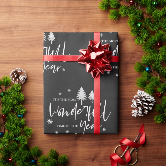 Papel De Presente Branco branco-preto mais maravilhoso do ano (Presente de Natal)