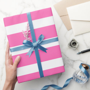 Papel De Presente Branco Cor-de-rosa-quente, clássico horizontal, co