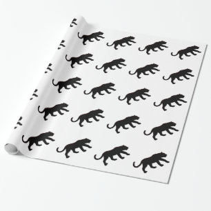 Papel De Presente Branco da pantera preta