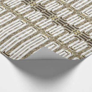 Papel De Presente Branco de Folha de Ouro Chic Faux Elegante