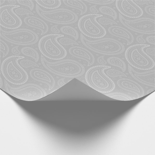 Papel De Presente Branco de Paisley no papel de envolvimento (Ponta)