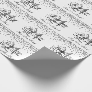 Papel De Presente Branco de prata dos confetes do brilho do falso do