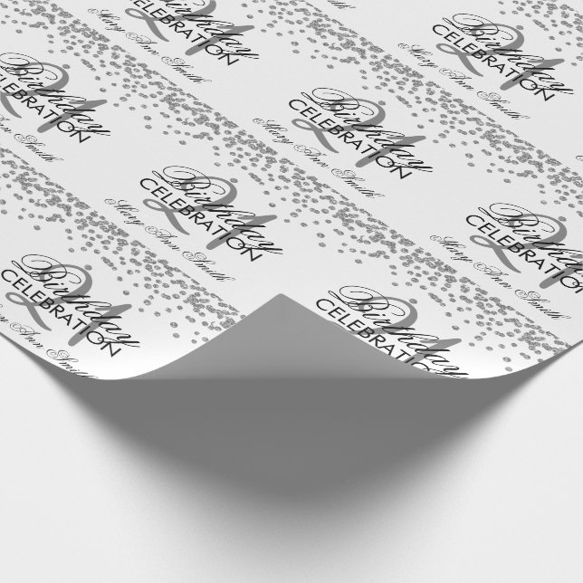 Papel De Presente Branco de prata dos confetes do brilho do falso do (Ponta)