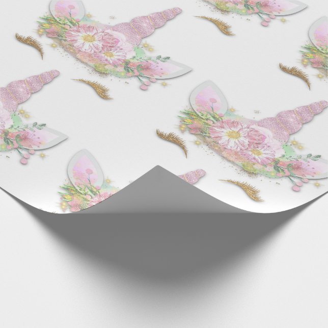 Papel De Presente Branco Dourado Cor-de-rosa brilhante Unicorn (Ponta)