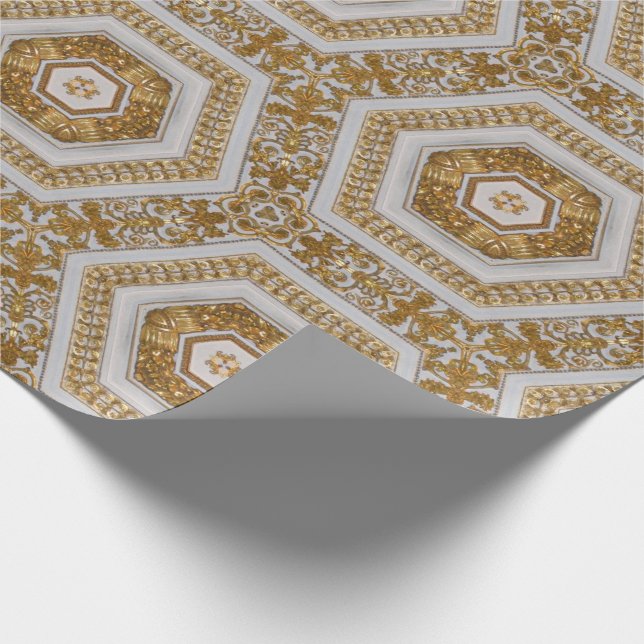 Papel De Presente Branco e Dourado (Ponta)