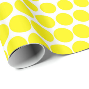 Papel De Presente Branco moderno das bolinhas do amarelo de cádmio