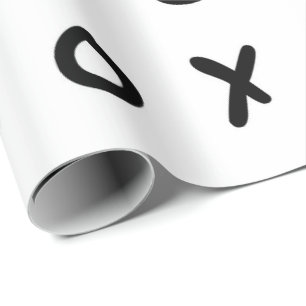 Papel De Presente Branco & Preto X O XO X&O's Moda Fofa