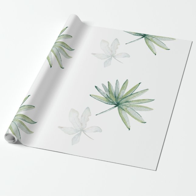 Papel De Presente Branco tropical (Desenrolado)
