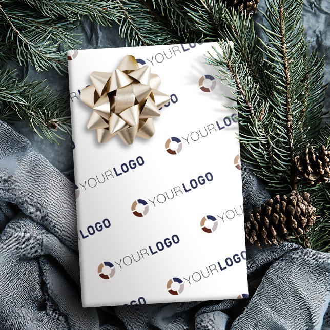 Papel De Presente Brancos comerciais personalizados com o logotipo d (Custom company logo branded business gifts white wrapping paper)