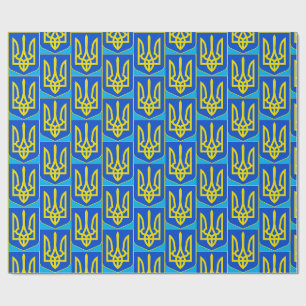 Papel De Presente Brasão de Armas da Ucrânia Tridente Dourado Arte E