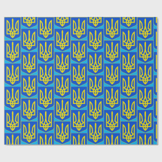 Papel De Presente Brasão de Armas da Ucrânia Tridente Dourado Arte E