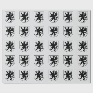 Papel De Presente Brasão de Armas do Pomerânia Preto e Branco Heráld