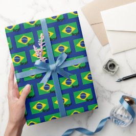 Papel De Presente Brasil: Papel de Embalagem, Patriota Brasileiro Az