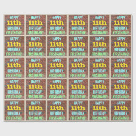 Papel De Presente Brick Wall Grafite inspirado 11 Aniversário + Nome