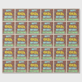 Papel De Presente Brick Wall Grafite inspirado 6 Aniversário + Nome