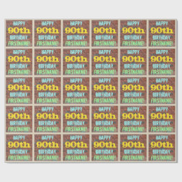 Papel De Presente Brick Wall Grafite inspirado 90 Aniversário + Nome