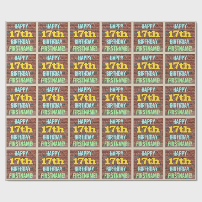 Papel De Presente Brick Wall Grafite inspirado no 17º aniversário +  (Aberto)