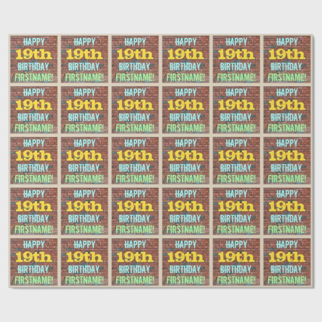 Papel De Presente Brick Wall Grafite inspirado no 19º aniversário +  (Aberto)