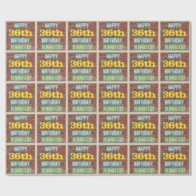 Papel De Presente Brick Wall Grafite inspirado no 36º aniversário +  (Aberto)