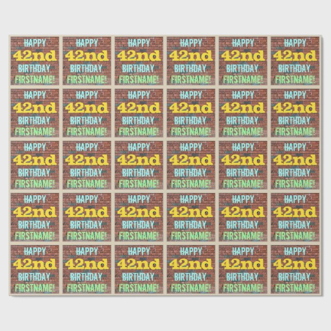 Papel De Presente Brick Wall Grafite Inspirado no 42º Aniversário +  (Aberto)