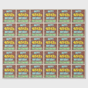 Papel De Presente Brick Wall Grafite inspirado no 45º aniversário + 