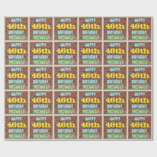 Papel De Presente Brick Wall Grafite inspirado no 46º aniversário + 