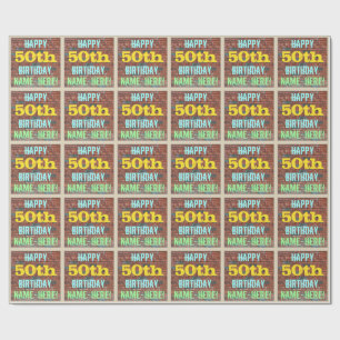 Papel De Presente Brick Wall Grafite inspirado no 50º aniversário +