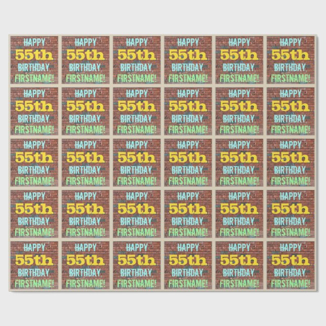 Papel De Presente Brick Wall Grafite inspirado no 55º aniversário +  (Aberto)