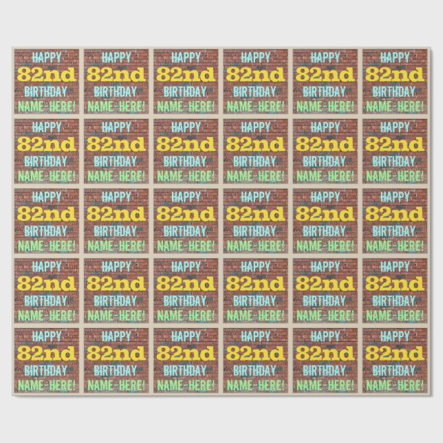 Papel De Presente Brick Wall Grafite Inspirado no 82º Aniversário +  (Aberto)