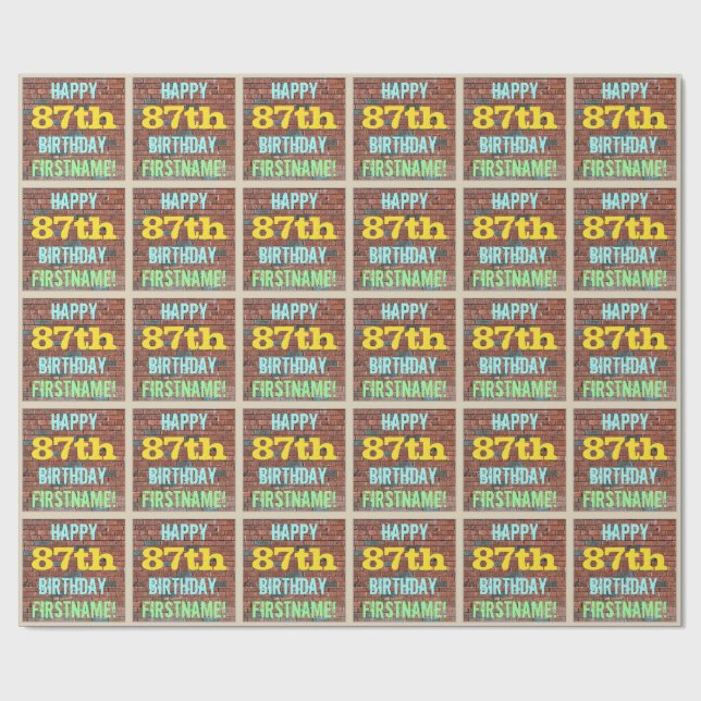 Papel De Presente Brick Wall Grafite inspirado no 87º aniversário +  (Aberto)