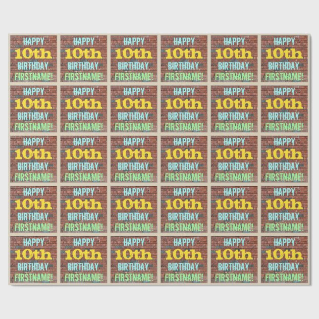 Papel De Presente Brick Wall Grafite inspirado no décimo aniversário (Aberto)