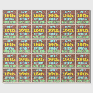 Papel De Presente Brick Wall Grafite inspirado no décimo sexto anive