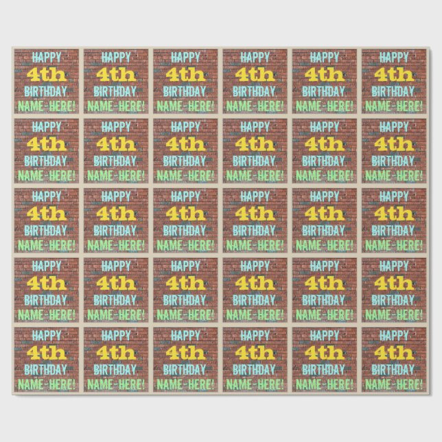 Papel De Presente Brick Wall Grafite inspirado no quarto aniversário (Aberto)